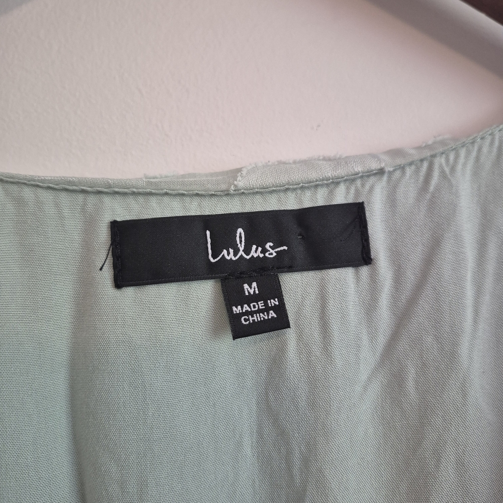 Lulu's Green Plunge Bishop Sleeve Sundress - Picture 3 of 4